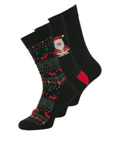 Clearance Jack & Jones Junior Xmas Reindeer Giftbox 3-pak Strømper, , 38-43 Black