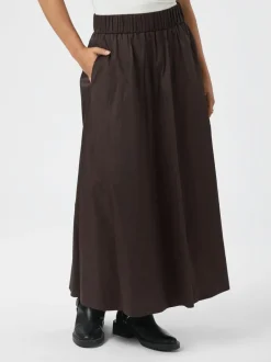 Sale Neo Noir Yara Long Poplin Nederdel, , 42 Chocolate Brown