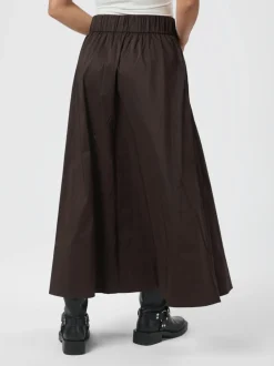 Sale Neo Noir Yara Long Poplin Nederdel, , 42 Chocolate Brown