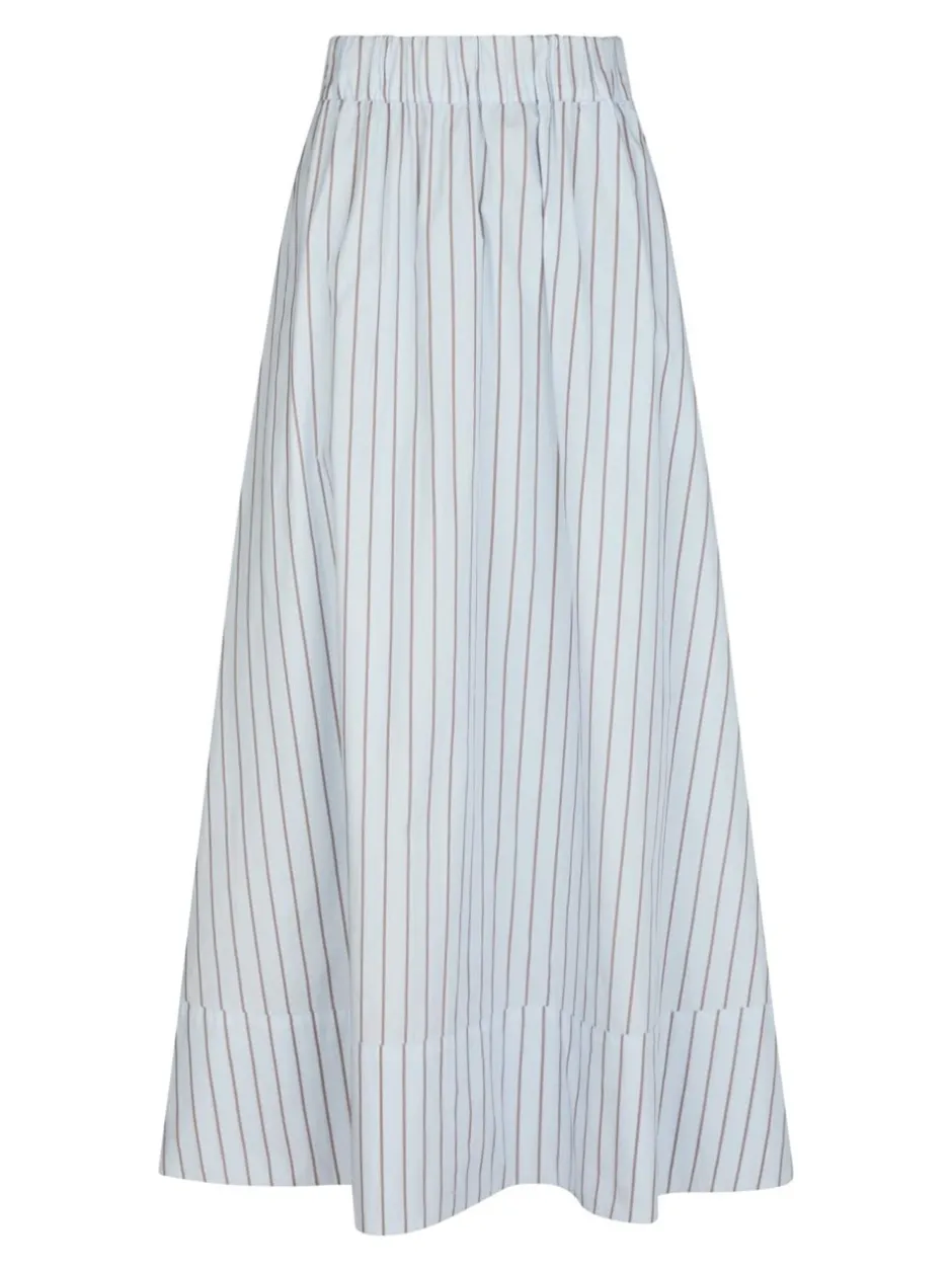 New Neo Noir Yara Stripe Poplin Long Nederdel, , 36 Light Blue
