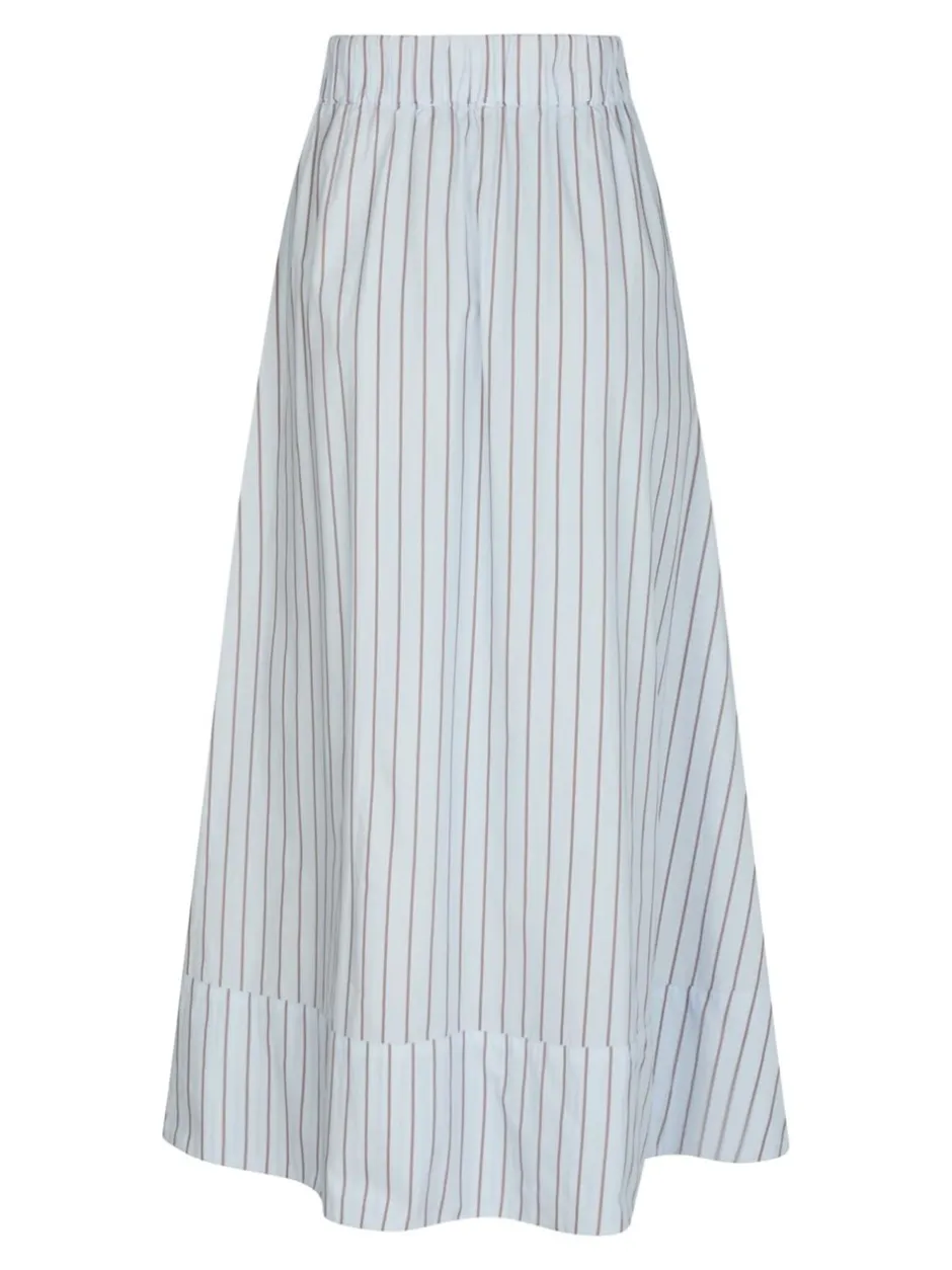 New Neo Noir Yara Stripe Poplin Long Nederdel, , 36 Light Blue