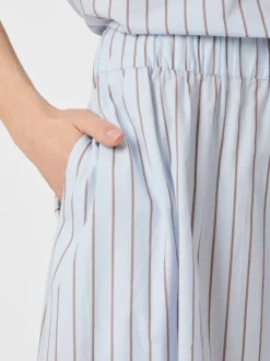 New Neo Noir Yara Stripe Poplin Long Nederdel, , 36 Light Blue
